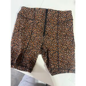 Free People Large Lucky Strike Leopard Bike Short Athletic Zipper Animal Print